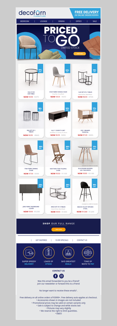 Elevate Your Home: Priced to Go Deals on Furniture & Decor – Limited Stock!