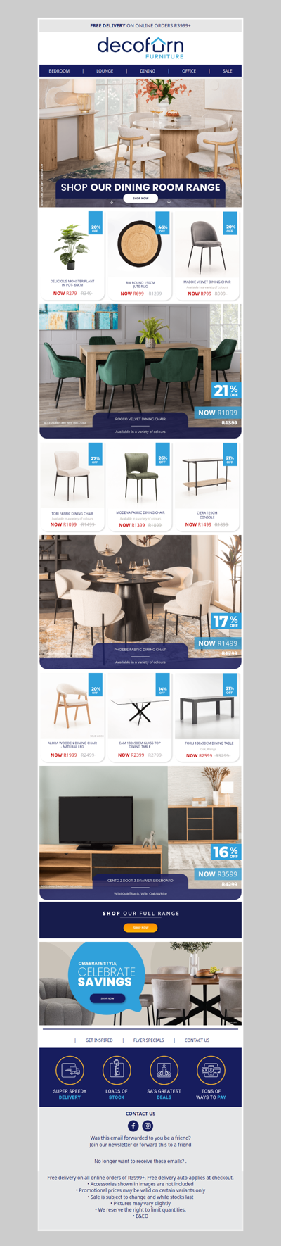 Celebrate Style At Every Seat - SAVE BIG On Dining Tables, Chairs & More! 🪑🎉