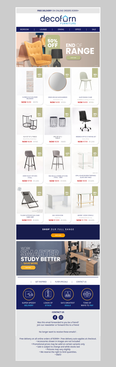 🛋️ Last Chance Looks - Up to 50% Off End of Range!