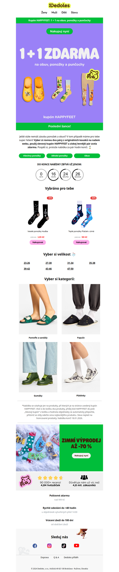 Kup 2 páry ponožek nebo obuvi za cenu 1 🥳