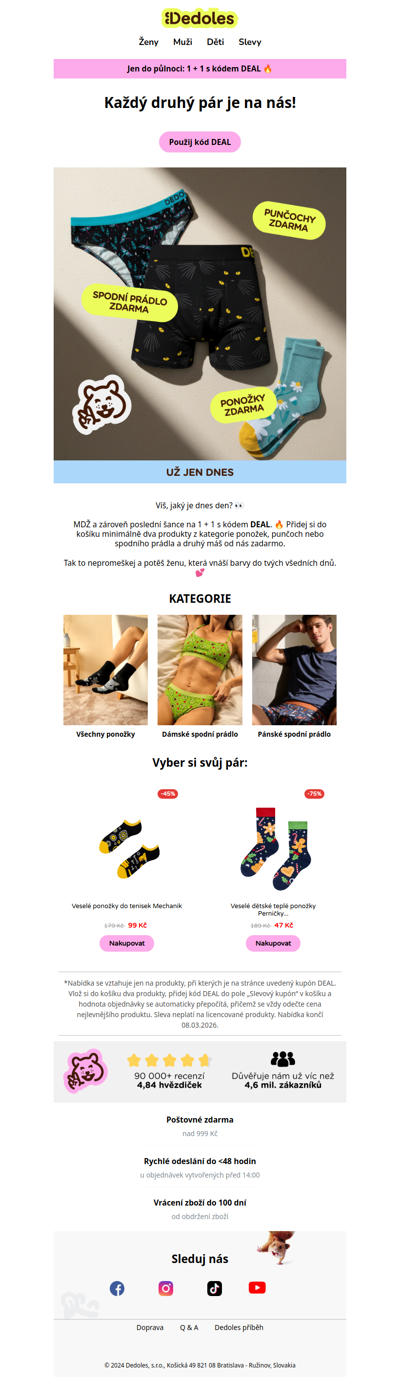 Zítra už nedostaneš druhý pár zdarma 🚨