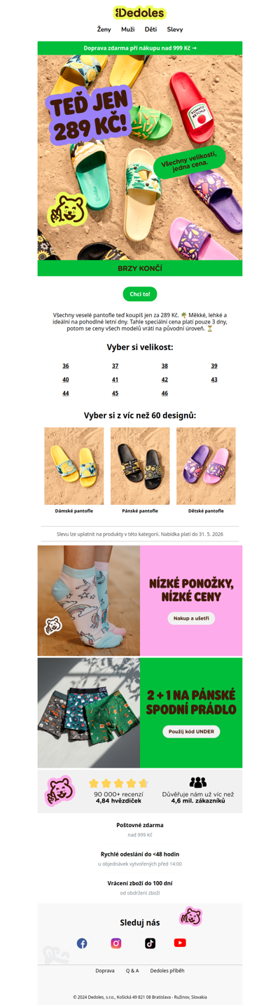 Oblíbené pantofle teď jen za 289 Kč 👀