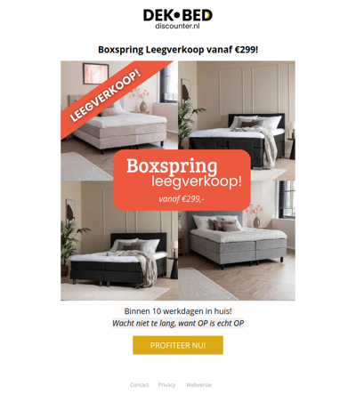 Grote Boxspring Leegverkoop! 🎉