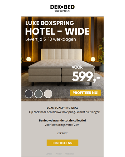 Luxe Hotel boxspring - Wide: 599