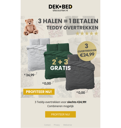 3 Teddy-overtrekken €24,99!