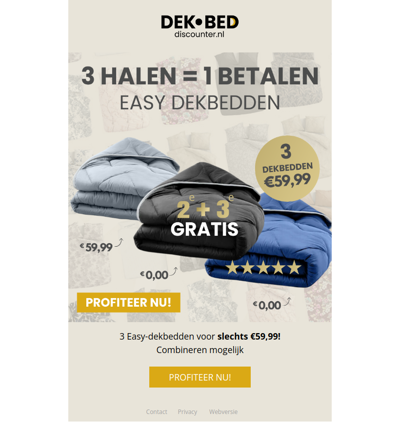 3 Easy-dekbedden €59,99!