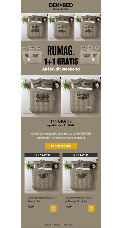 Alléén dit weekend: 1+1 GRATIS