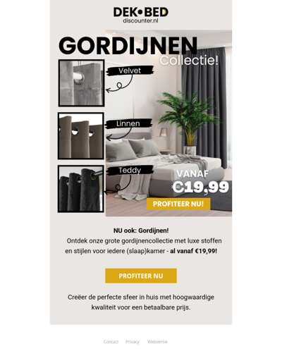 Mooie gordijnen vanaf 19,99! In verschillende kleuren