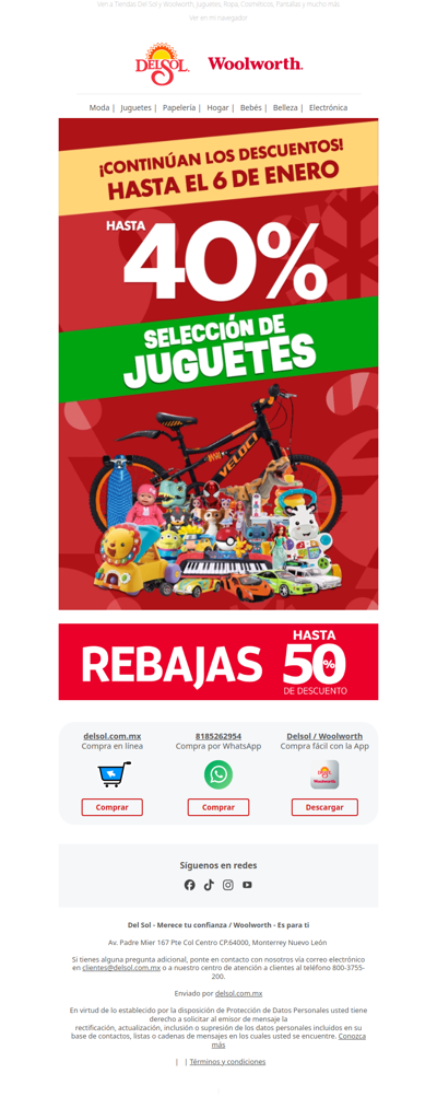 Continúan Los Descuentos Hasta el 6 de Enero, Hasta 40% de Descuento en Selección de Juguetes