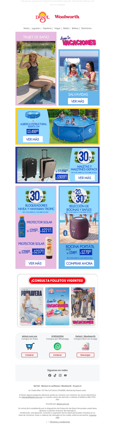 ¡Descuentos en bloqueadores y maletas! ¡Arma Tus Vacaciones! 🏝️👙🥳