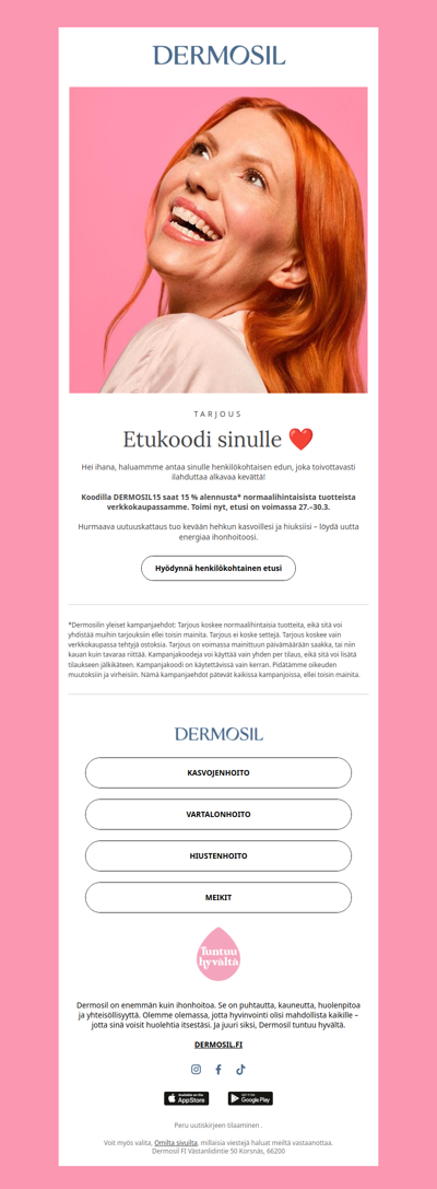 - 15 % tilauksesta sinulle 🥰