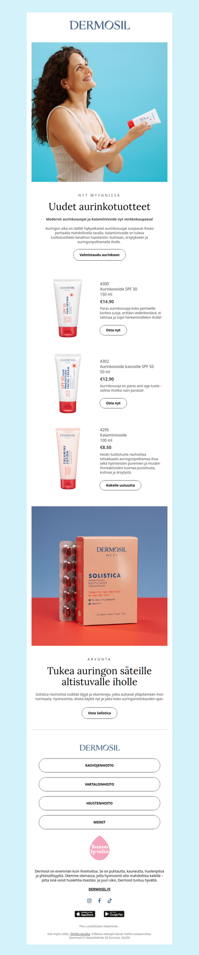 Uudet aurinkotuotteet