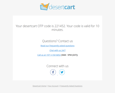 Your verification code for Desertcart