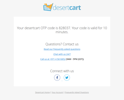 Your verification code for Desertcart