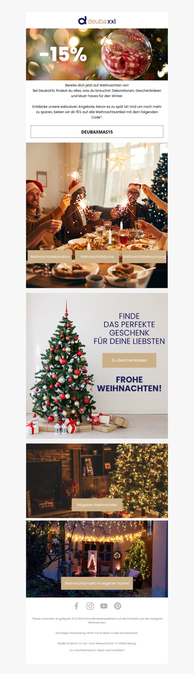 🎄 Festliche Angebote: -15 % auf alle Weihnachtsartikel!