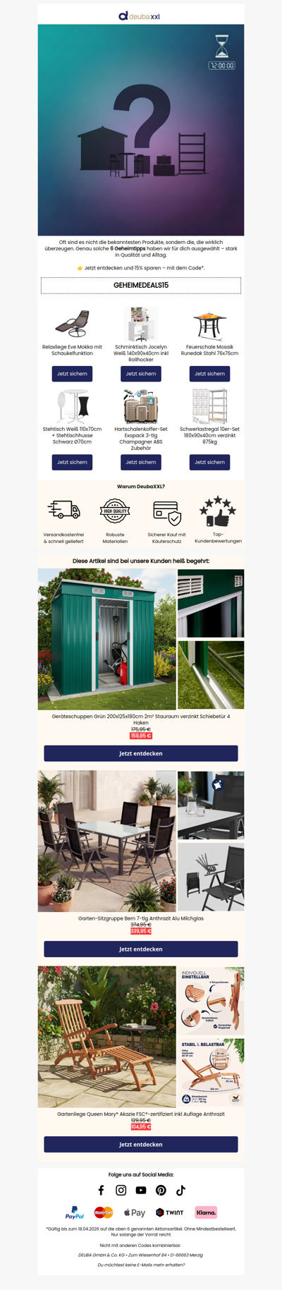 Entdecke 6 geheime Deals – jetzt mit 15 % Rabatt ⚡