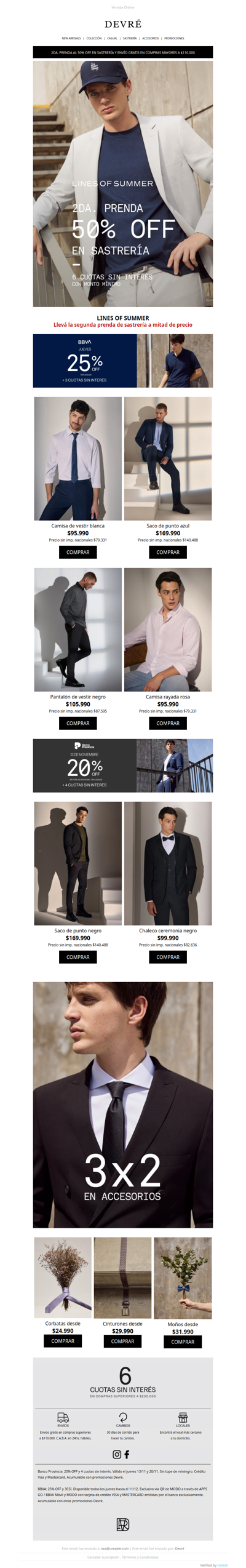 LINES OF SUMMER 👔 | Segunda prenda al 50% OFF en Sastrería + 6 Cuotas sin Interés