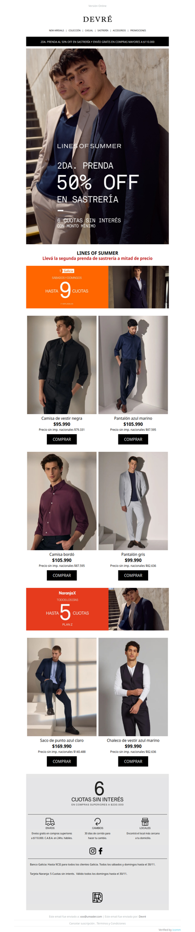 Nuestros elegidos del fin de semana | 2da al 50 en Sastrería Devré 👔