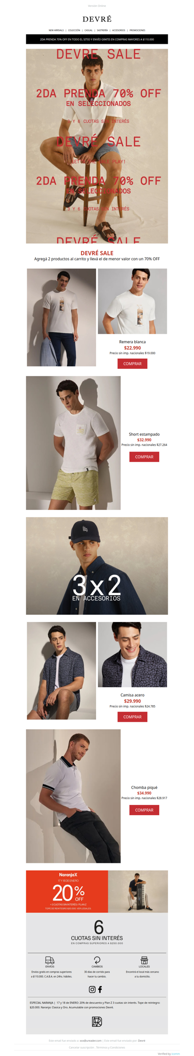 SALE Devré | Llevá la segunda prenda al 70% OFF