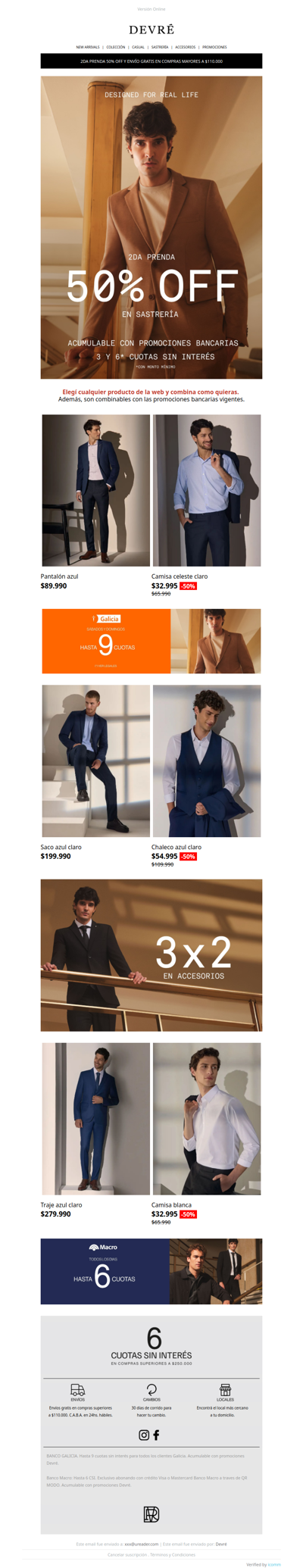 50% OFF en la 2da unidad de SASTRERÍA | ¡Combiná y llevá tus favoritos!