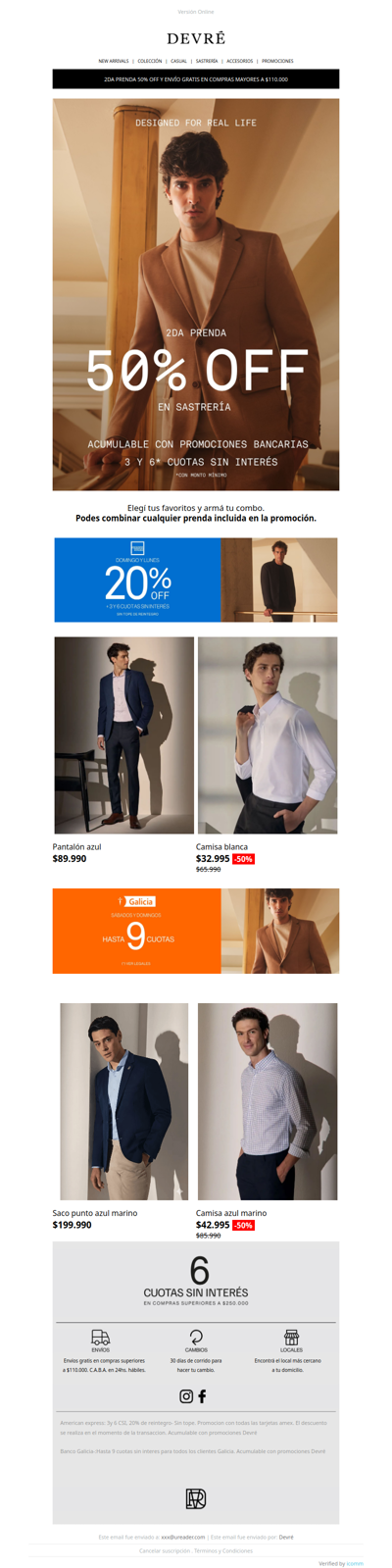 🔥 2da al 50 en Sastrería Devré | ¡Elegí tus favoritos y armá tu combo!