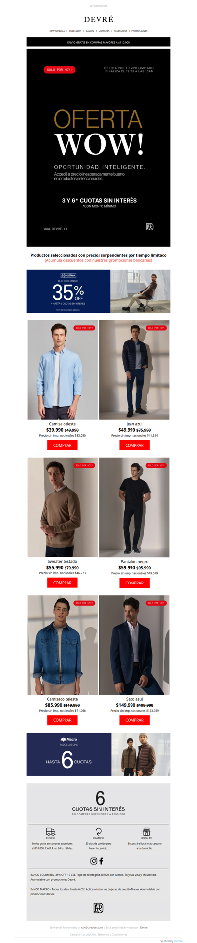 💣 SOLO POR HOY | Ofertas en prendas seleccionadas