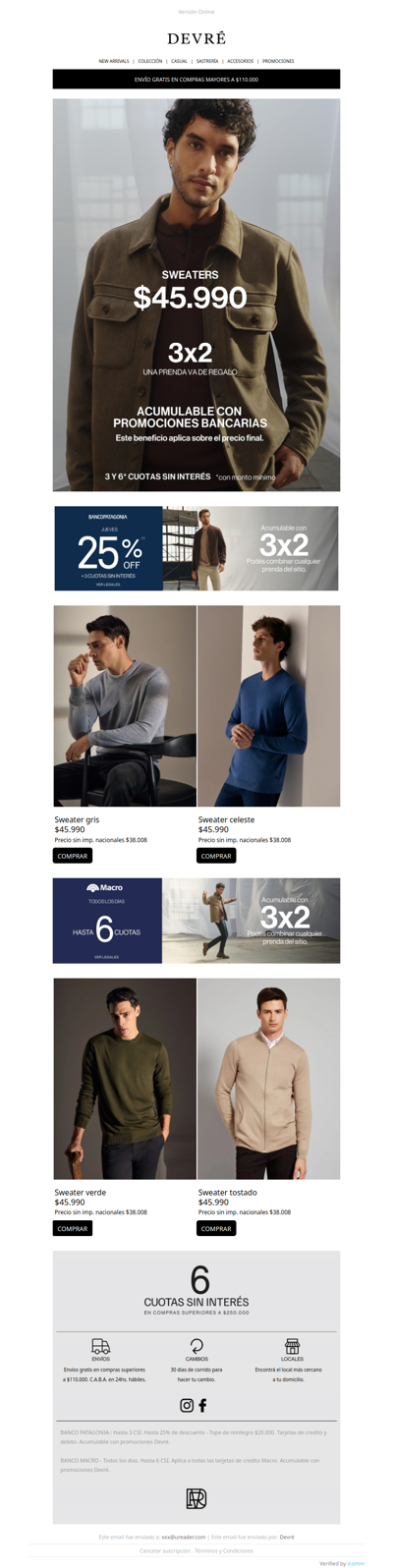 🔥 Sweaters $45.990 | ¡Aprovechá 3x2 en todo el sitio!