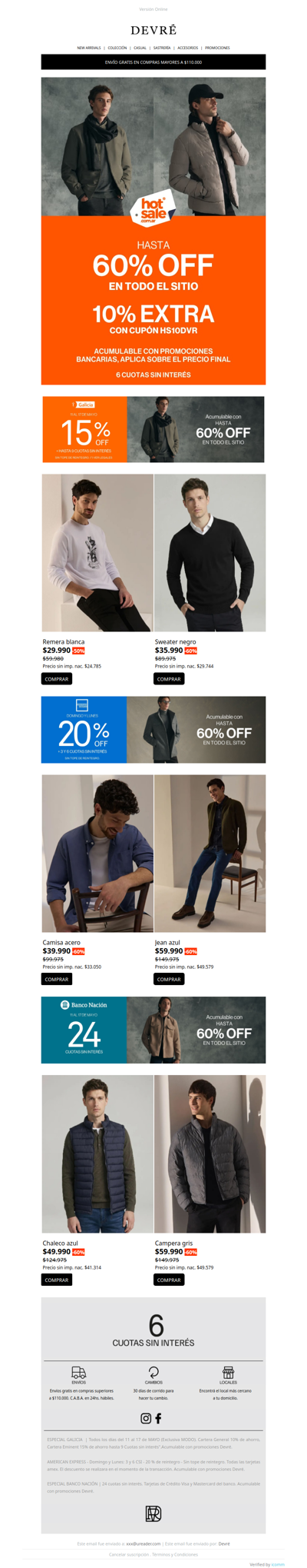 🔥 ¡HOT SALE DEVRÉ! Sweaters desde $35.990 ¡Aprovechá hasta 60% OFF en todo el sitio!