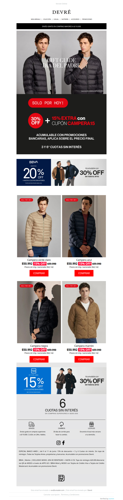 💣 ¡Te regalamos un cupón! 30% OFF + 15% EXTRA en CAMPERAS | ¡Solo por hoy!