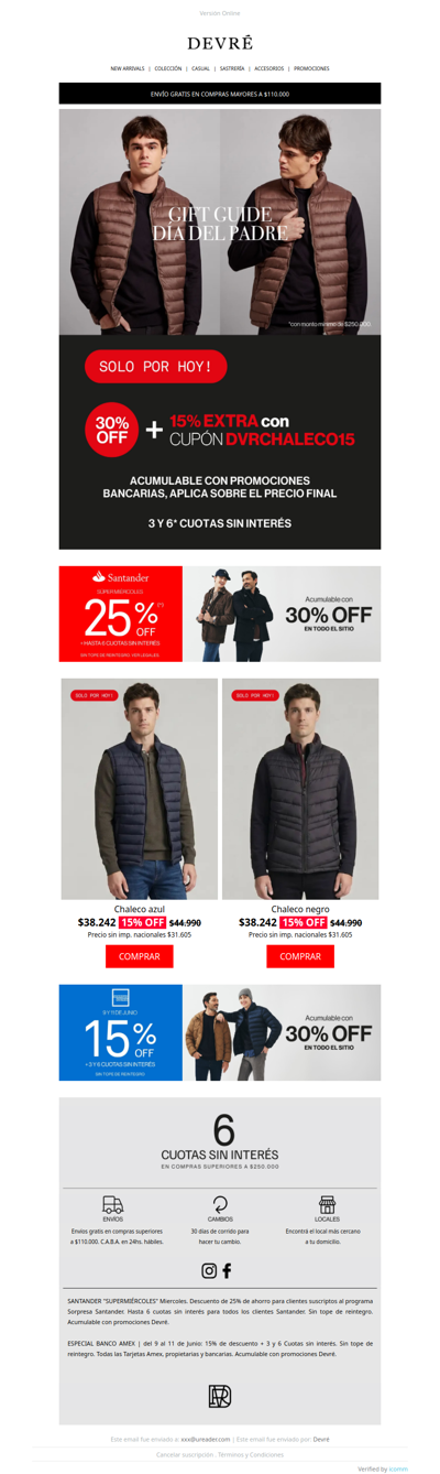 ¡Solo por hoy! 30% OFF + Cupón 15% EXTRA en CHALECOS 🔥