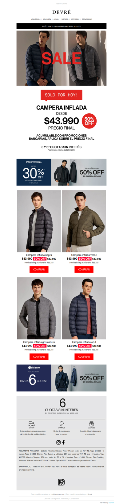 💣 ¡Solo por hoy! | Camperas al 50% OFF desde $43.990
