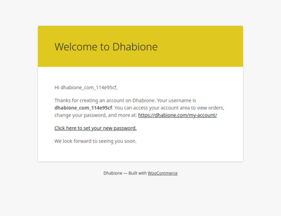 Your Dhabione account has been created!