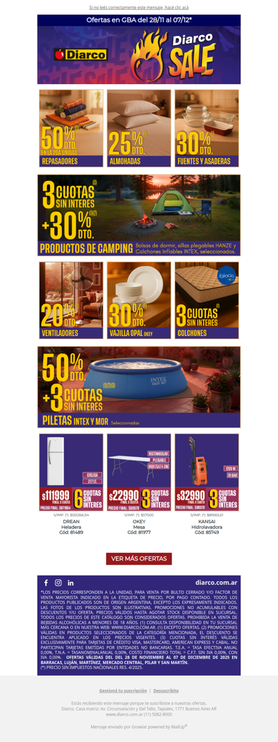 🔥🔥 DIARCOSALE, 10 días para equipar tu casa