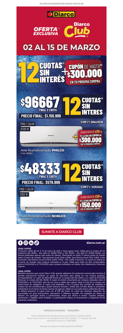 Cupón de hasta $300.000 con tu Aire Acondicionado 🤯🎁