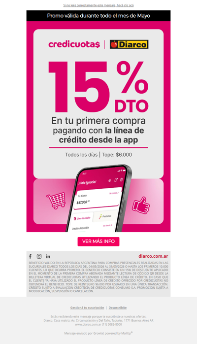 📣 ¡Nueva promo con Credicuotas en Diarco!