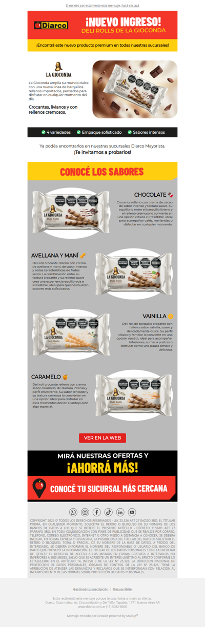 ¡Nuevo ingreso: Deli Rolls de La Gioconda! ✨