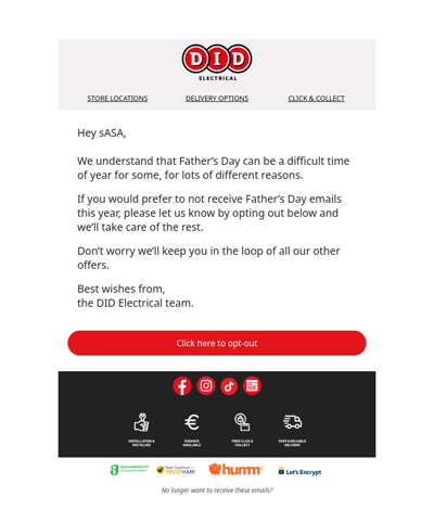 Want to opt-out of Father's Day emails?