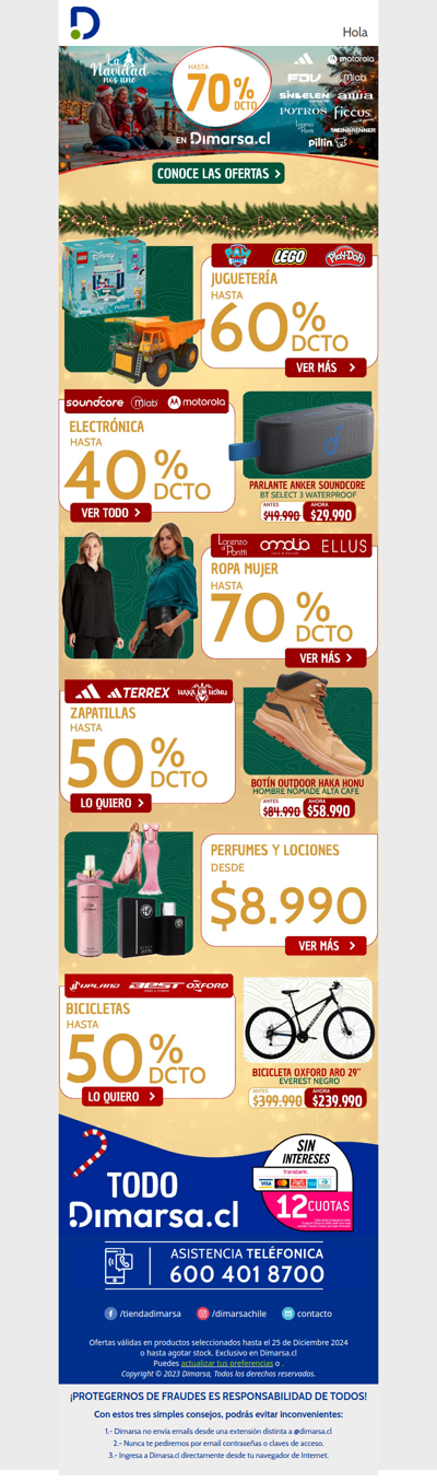 La Navidad nos une ¡y los descuentos también! 🎄 Hasta 70% dcto en Dimarsa.cl