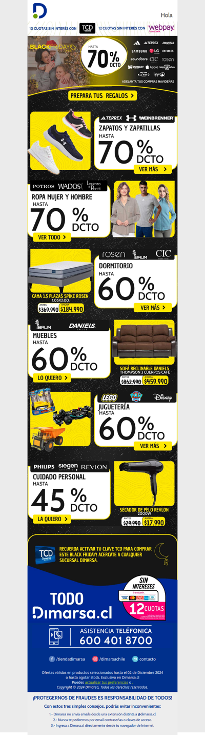 🎅 ¡Es el gran día! Adelanta tu Navidad con hasta 70% dcto en Dimarsa.cl