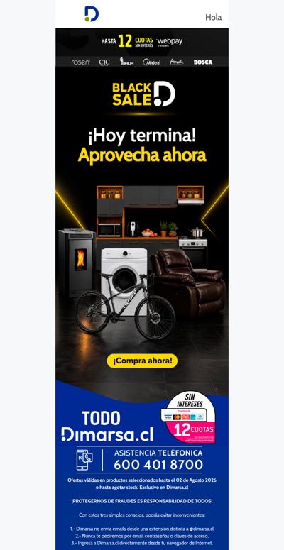🚨 Hoy termina el Black en Dimarsa.cl