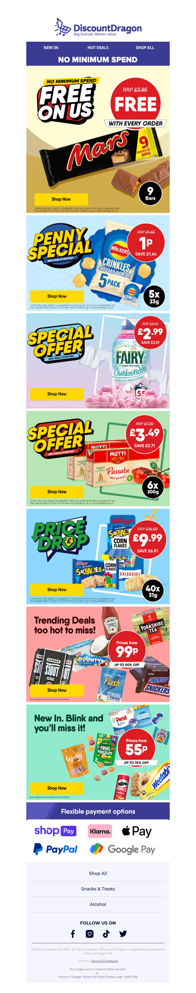 9 FREE Mars bars with EVERY order!