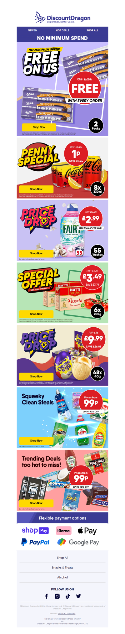 6 packs of Milka FREE with every order!