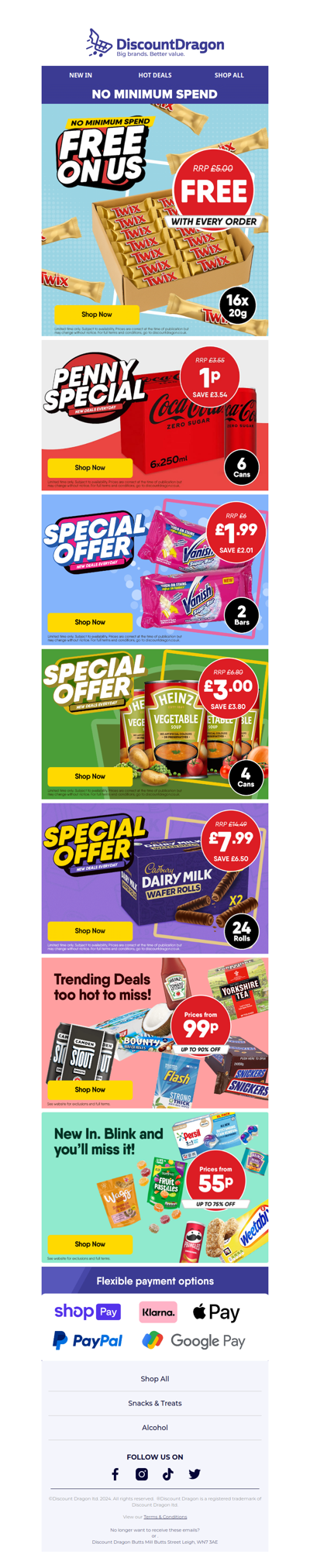 16 FREE bars and 6 cans for 1p!