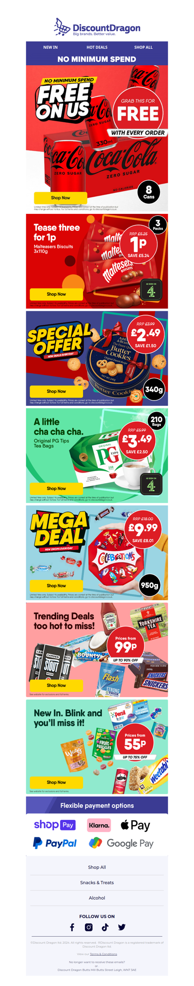 8 cans of Coke FREE with every order!