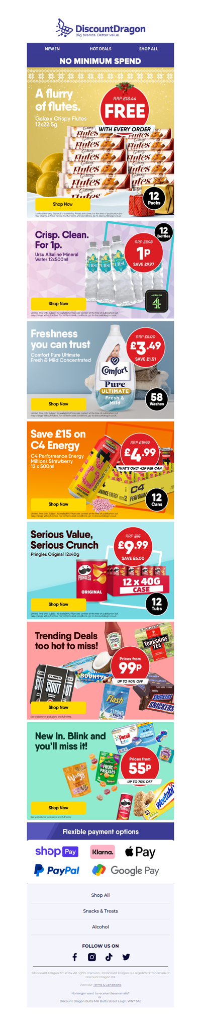 12 Packs of Galaxy Flutes FREE with every order!