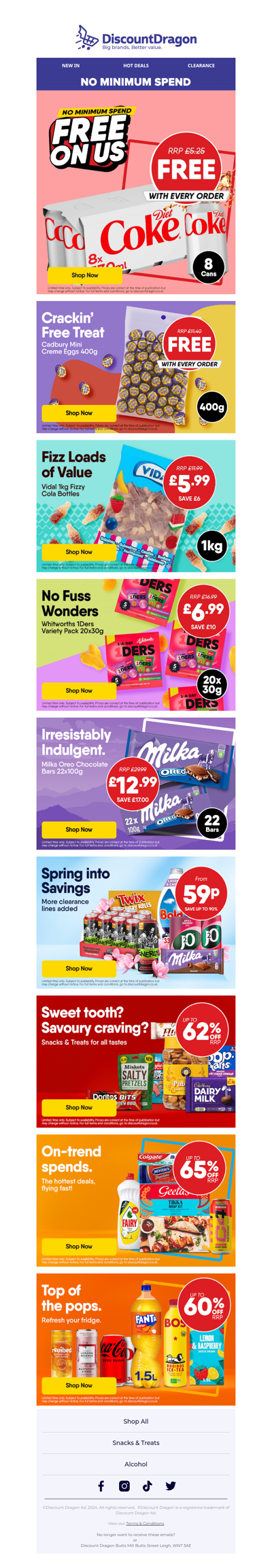 8 cans of Diet Coke & 400g Creme Eggs FREE!