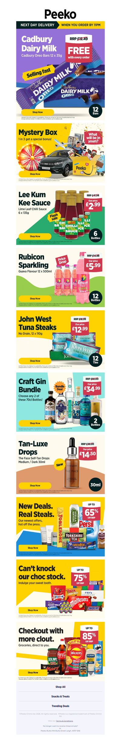 12 Free Cadbury Gifts on us!