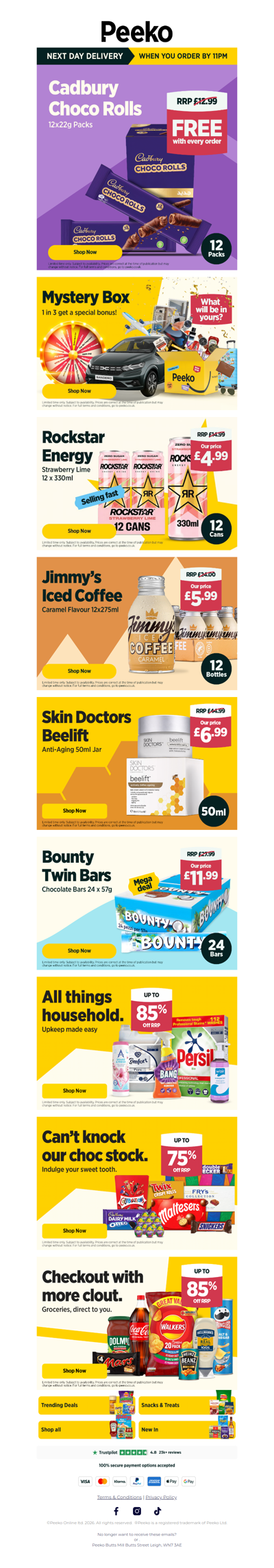 Your Order = 12 Free Cadbury Chocolates