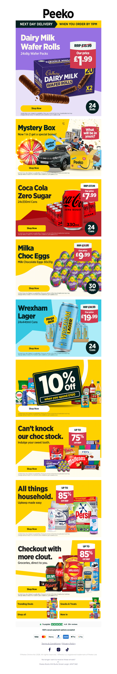 Top brands delivered by Bank Holiday!