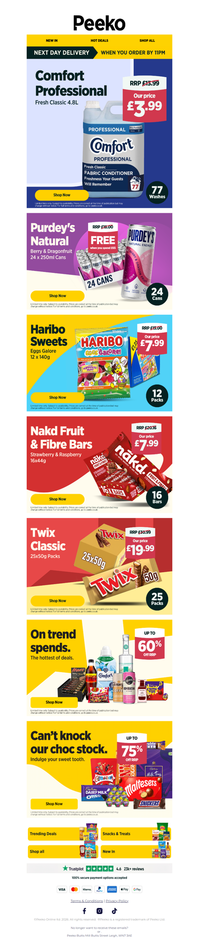 77 Comfort Washes for just £3.99!